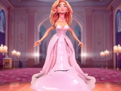 Elegant Gown Character model pack Low-poly 3D model