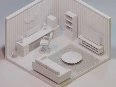  Office Room Low-poly 3D model