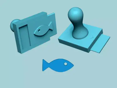 Stamp 12 - Simple Fish - Fondant Decoration Maker Toy 3D print model