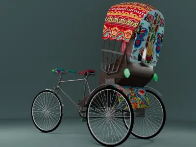 Rickshaw  Low-poly 3D model