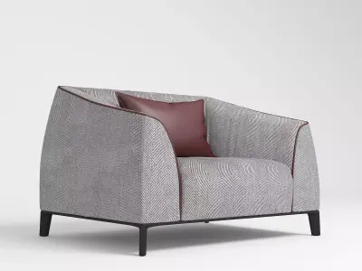 Singleton  Red and Gray Armchair 3D model