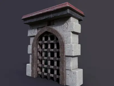Castle gate Low-poly 3D model