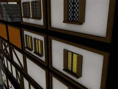 Low Poly Medieval Building and Material Elements Low-poly 3D model