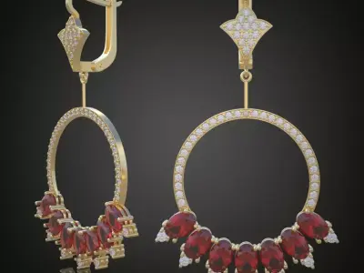Earring 3D model 3D printable model 0045-11 3D print model