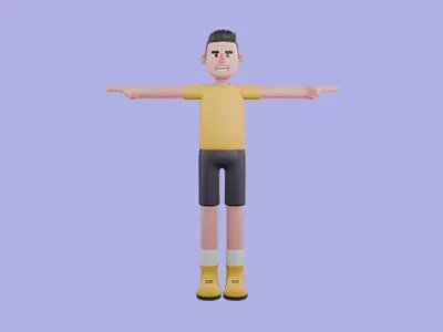 Stylized 3D Male Fitness Trainer Character - Cartoon Sport Man 3D model