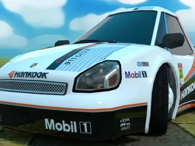 Rigged low poly cartoon racing car HANKOOK Low-poly 3D model