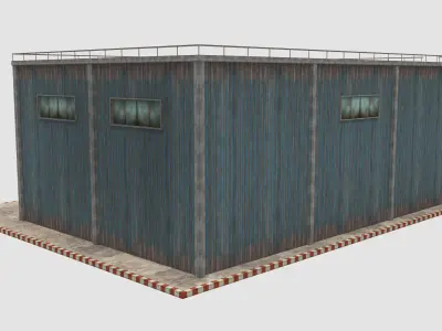 3D Industrial Building - Hangar Low-poly 3D model