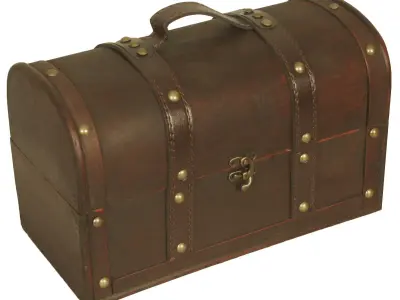 Baron Decorative Storage Trunk Wood Box Low-poly 3D model