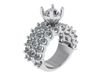 Wide Luxury Ring With Diamonds 4041 3D print model