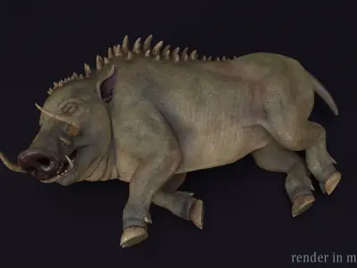 Boar creature Low-poly 3D model