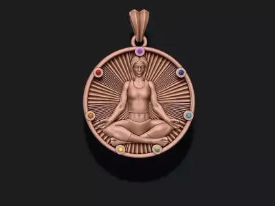 Yoga pendant with gems 3D print model