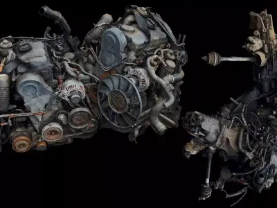 engines cars destroyed ground photogrammetry Low-poly 3D model