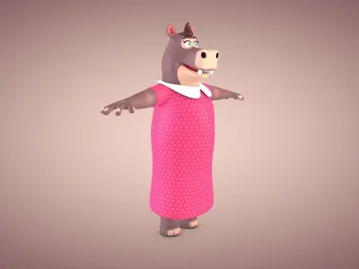 Hippo - Cartoon Hippopotamus Low-poly 3D model