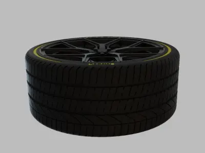 Miniature Vossen HF-5 Rim and Tire - 3D Print - No Textures 3D print model