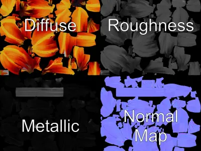 Vibrant Orange Flower Model Pack for D Rendering Low-poly 3D model
