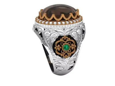 Turkish silver ring men 3D model buy