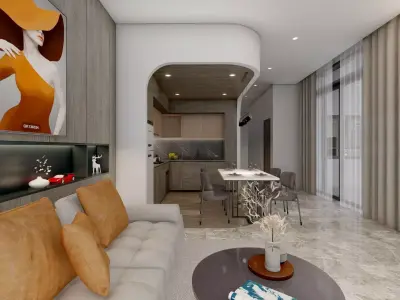 LIVING ROOM - KITCHEN 3D model