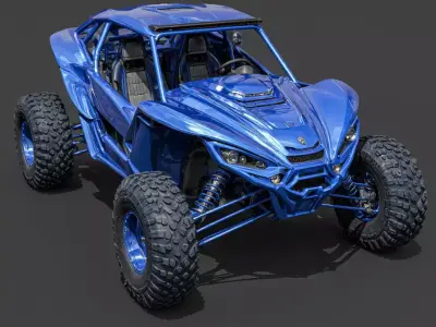 High-Performance Blue Off-Road UTV 3D model