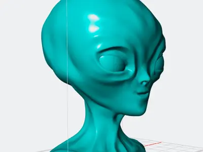 Cute Alien Bust Sculpture 3D Print Model UFO Free 3D print model