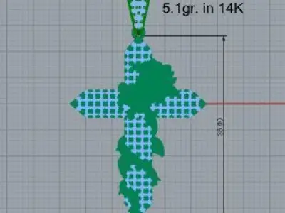 Cross With Rose Pendant 4050 3D print model