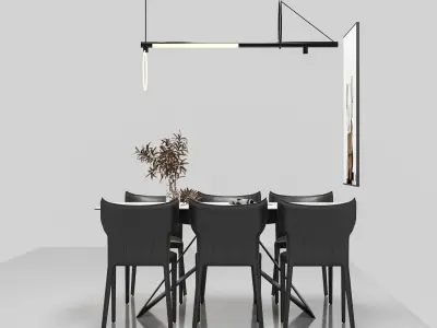 Modern Dining Table Set with 8 Chairs 3D model