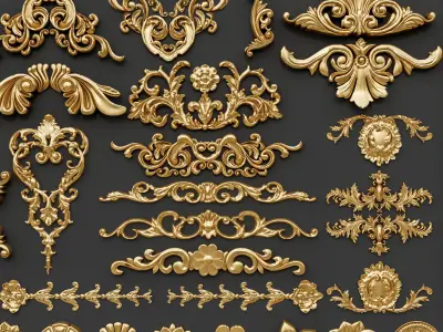 Classic carvings moldings and gypsum cornice 29 3D model