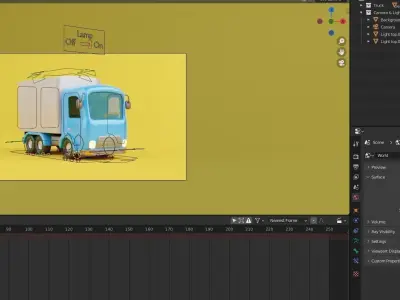 Stylized Cartoon Truck - Fully rigged 3D model
