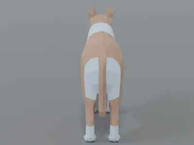 Low Poly Cartoon Rough Collie Dog Low-poly 3D model