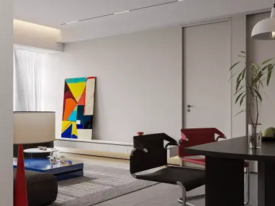 Modern living room dining room interior scenes 513 3D model