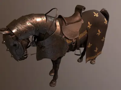 Armored Warhorse Low-poly 3D model