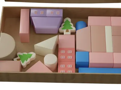 Building Block Box Low-poly 3D model