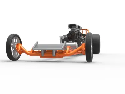 Front engine dragster with 2 V8 Scale 1 to 25 3D print model