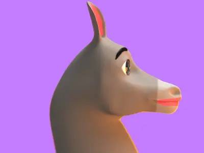 Stylized Female Donkey NoRig Low-poly 3D model