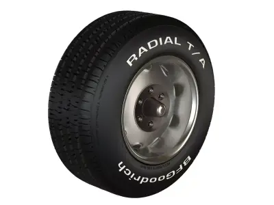 American 1971 Classic Rim and classic bf goodrich tire 3D model