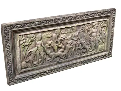Balinese Wall Barelief Decorative People Scene 3D model