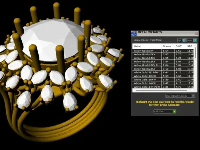 RING with deep blue color stone embraced by diamonds 3D print model