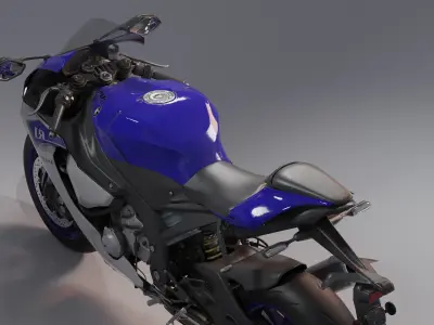 Yamaha R1 Rigged and Animated-blue and white Low-poly 3D model