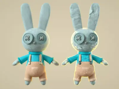 cartoon rabbit clay rabbit Low-poly 3D model