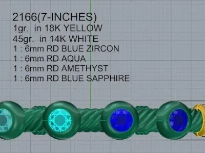Bezel Setting Bangle Bracelet 2166 3D print model