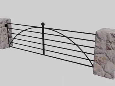 Farm Gates in flat iron Low-poly 3D model