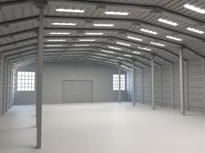 MODEL WAREHOUSE 3D model with metal beams 3D model