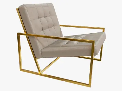 Modern Luxury Chair - Gold Metal and Velvet 3D model