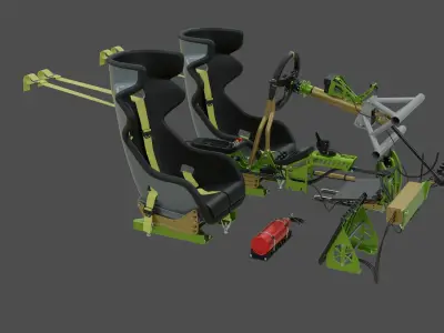 Highpoly Rally car interior parts 3D model