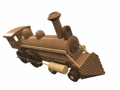 Wooden train locomotive toy 1 Free 3D model