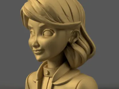 Cute Cartoon Girl Bust 3D Printable STL for Decoration 3D print model