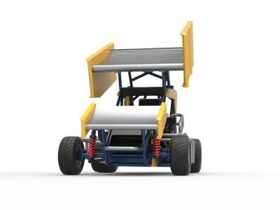 Winged 600 Micro sprint car Scale 1 to 25 3D print model