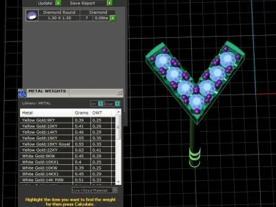 Diamond Jewelry Earring Letter V 3D print model