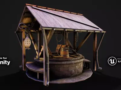 Stone well Low-poly 3D model