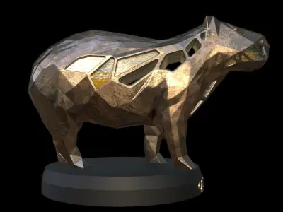 Steampunk Capybara Low-poly 3D model