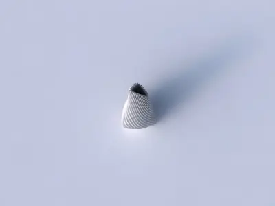 Vase puffy tipped triangle with bent extruded lines 3D print model